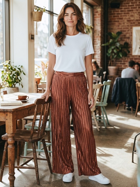 Anthropologie Pants - Anthropologie Guapa Naomi Pleated Metallic Pants In Rust Size 2X